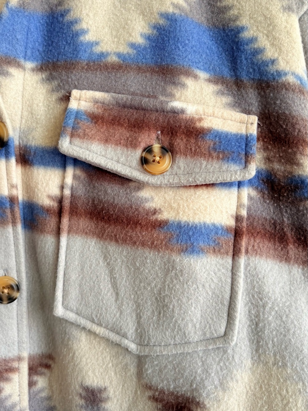 Aztec Patterned Fleece Shacket - Picture 3 of 4